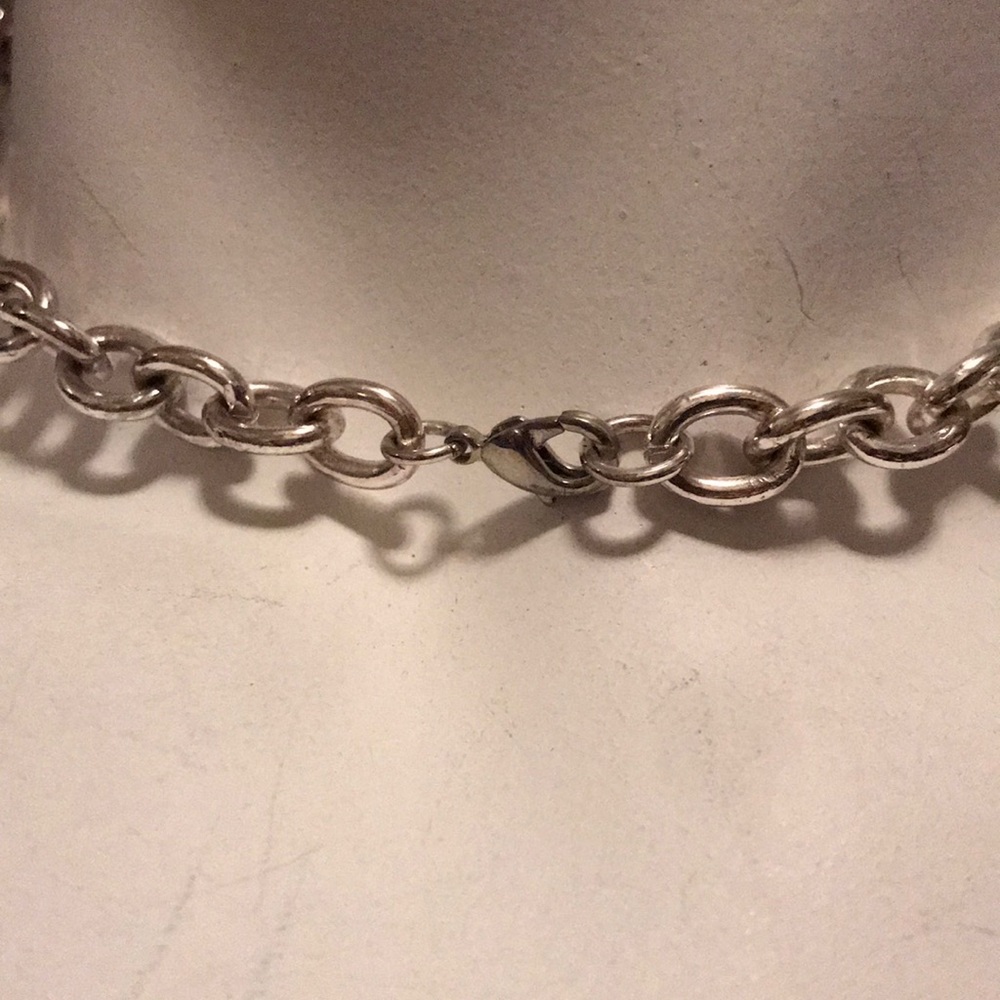 Silver Loop Necklace 14” Statement Piece Vintage - image 6